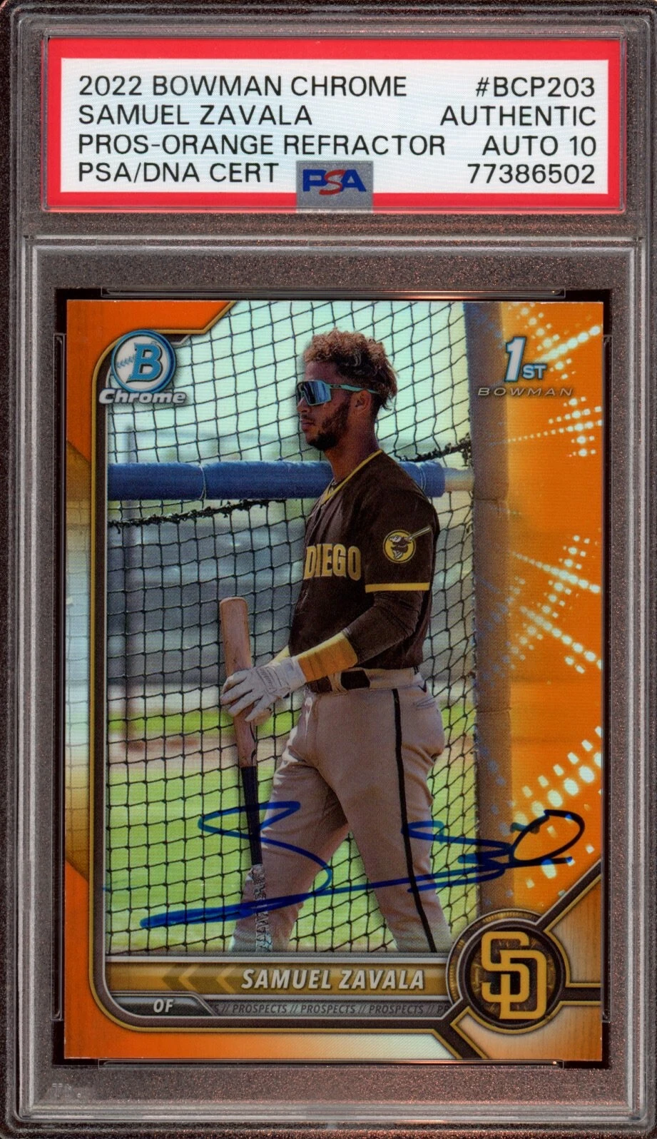 2022 Bowman Chrome Samuel Zavala Orange Refractor Auto /25 Psa GEM MINT 10