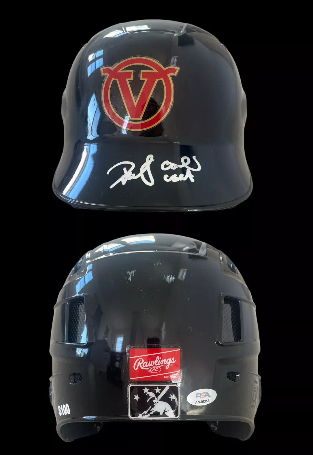 Druw Jones Signed + “Game Used” Batting Helmet Psa/Dna Visalia Rawhide Dbacks