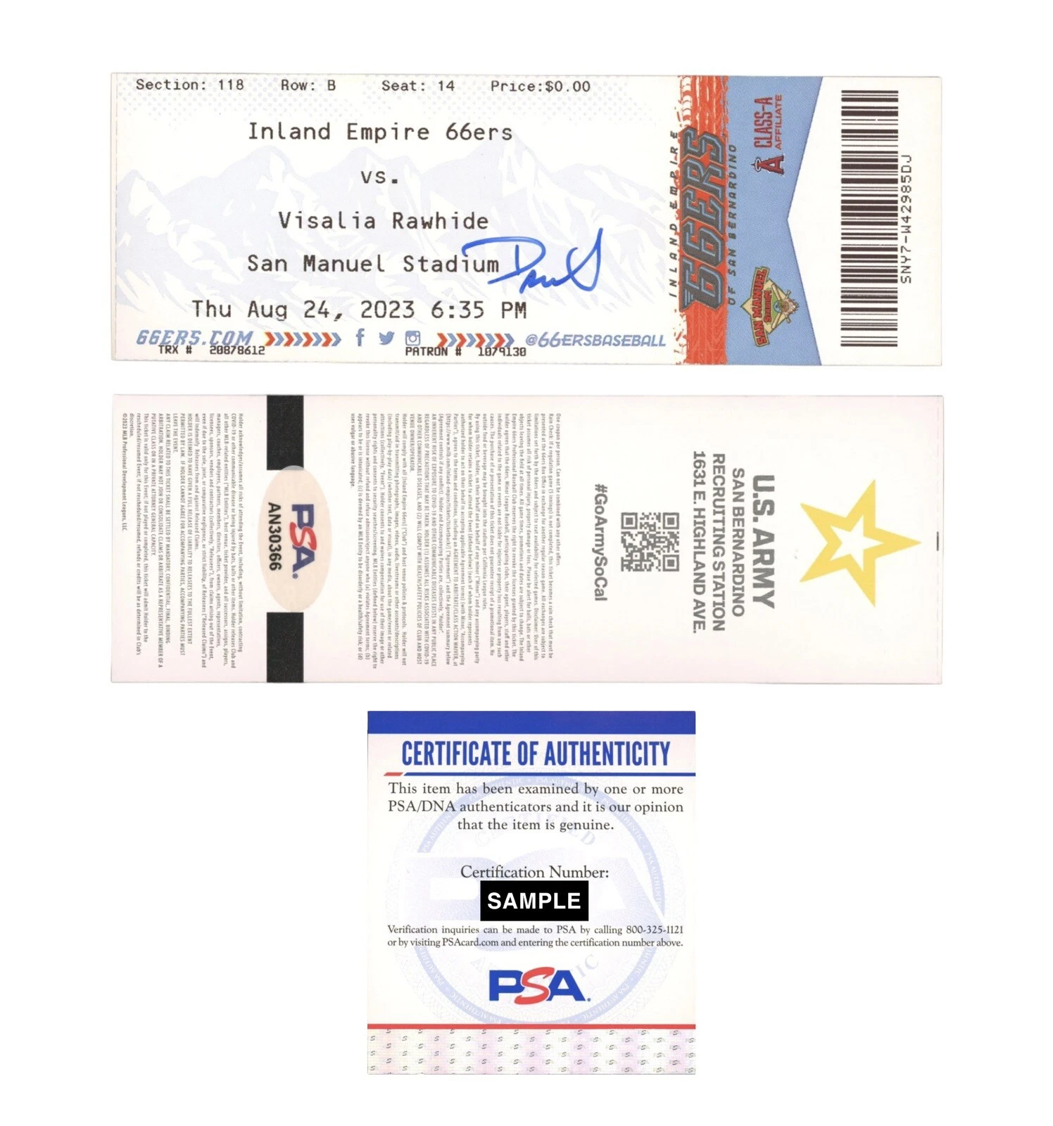 Druw Jones Signed First MILB Professional Home Run Ticket Stub 8/24/23 Psa/Dna