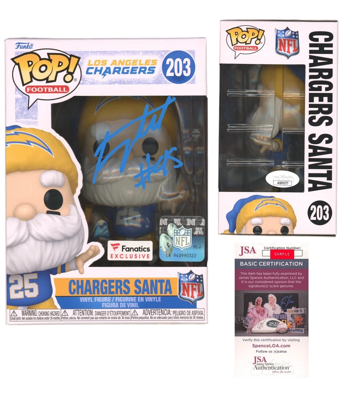 Tuli Tuipulotu Signed Los Angeles Chargers Santa Funko Pop #203 Jsa Coa Auto