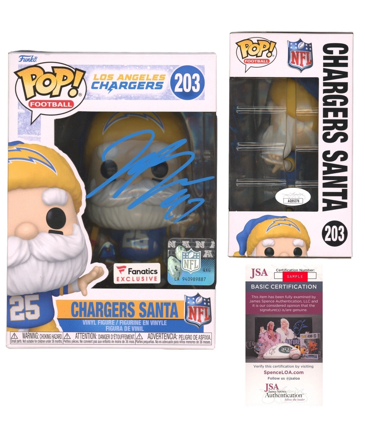 Joey Bosa Signed LA Chargers Santa Funko Pop #203 Jsa Coa Fanatics Exclusive