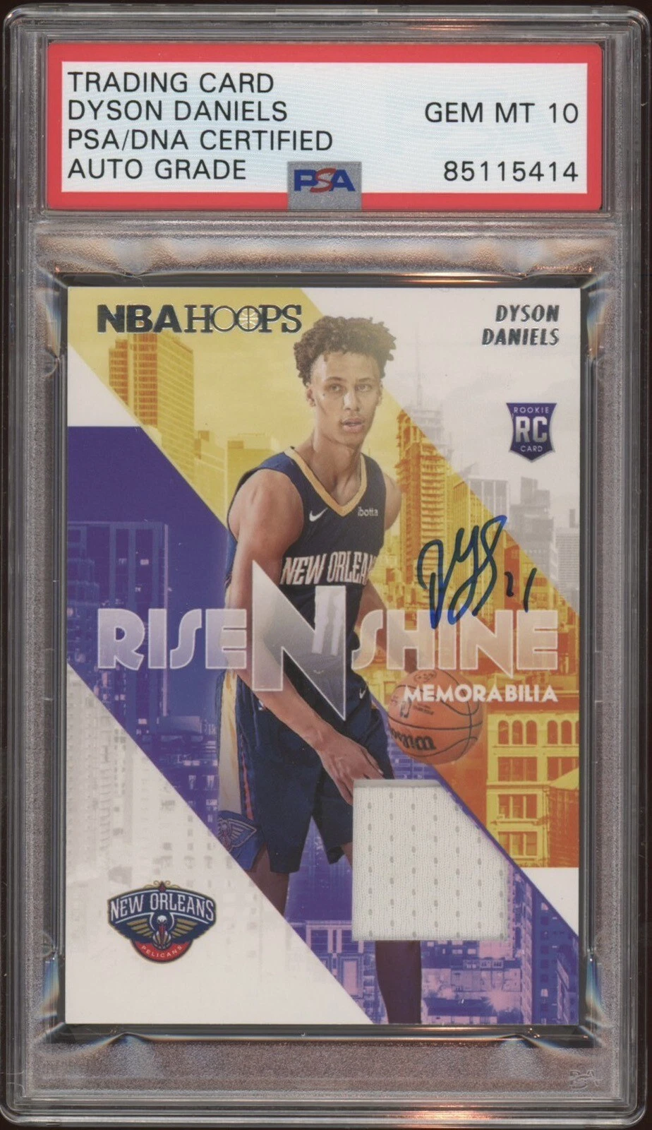 2022 Panini NBA Hoops Dyson Daniels Rookie Rise N Shine RPA Auto Psa GEM MT 10