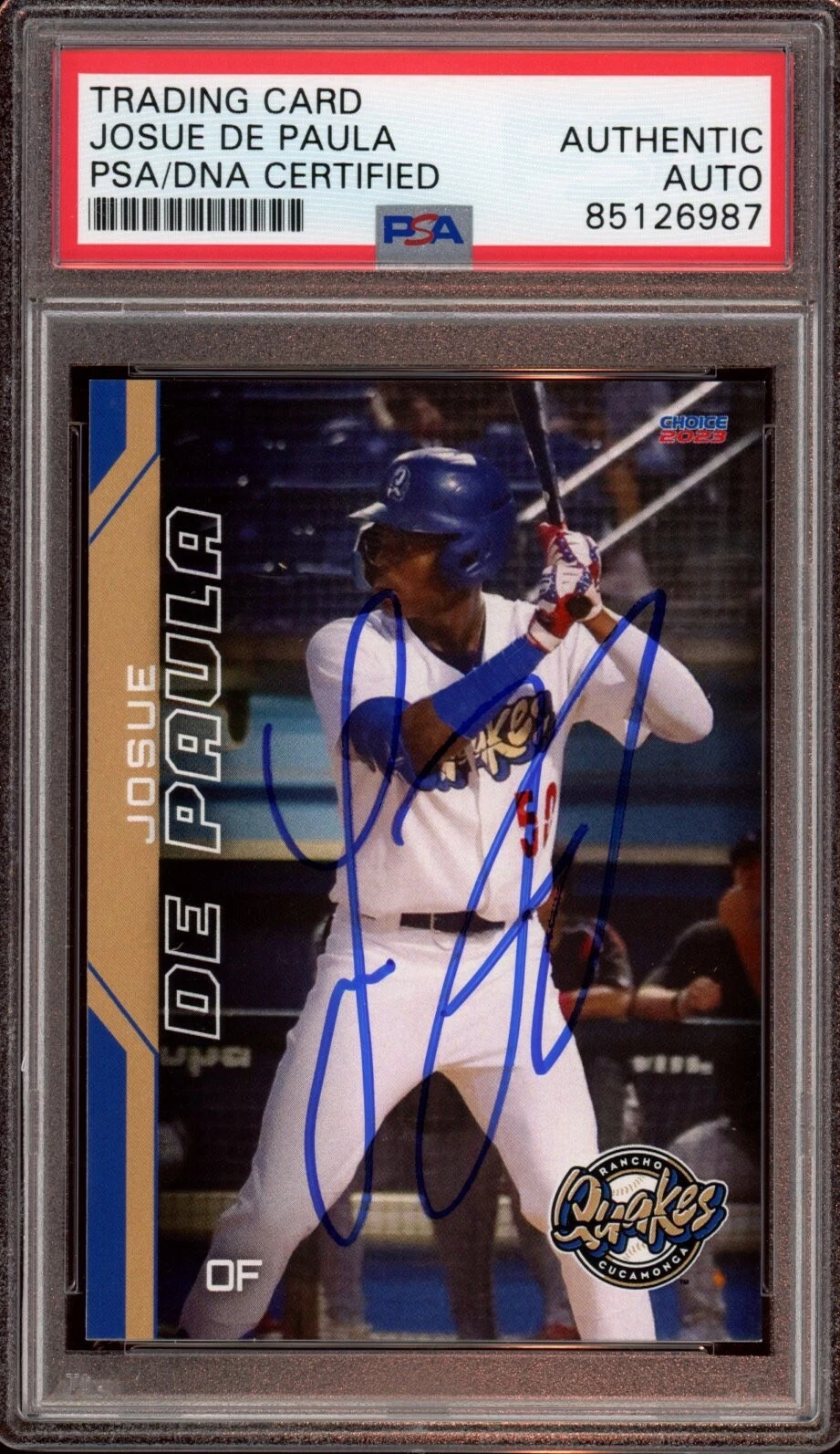 2023 Choice Rancho Cucamonga Quakes #10 Josue De Paula Team Card Auto Psa/Dna
