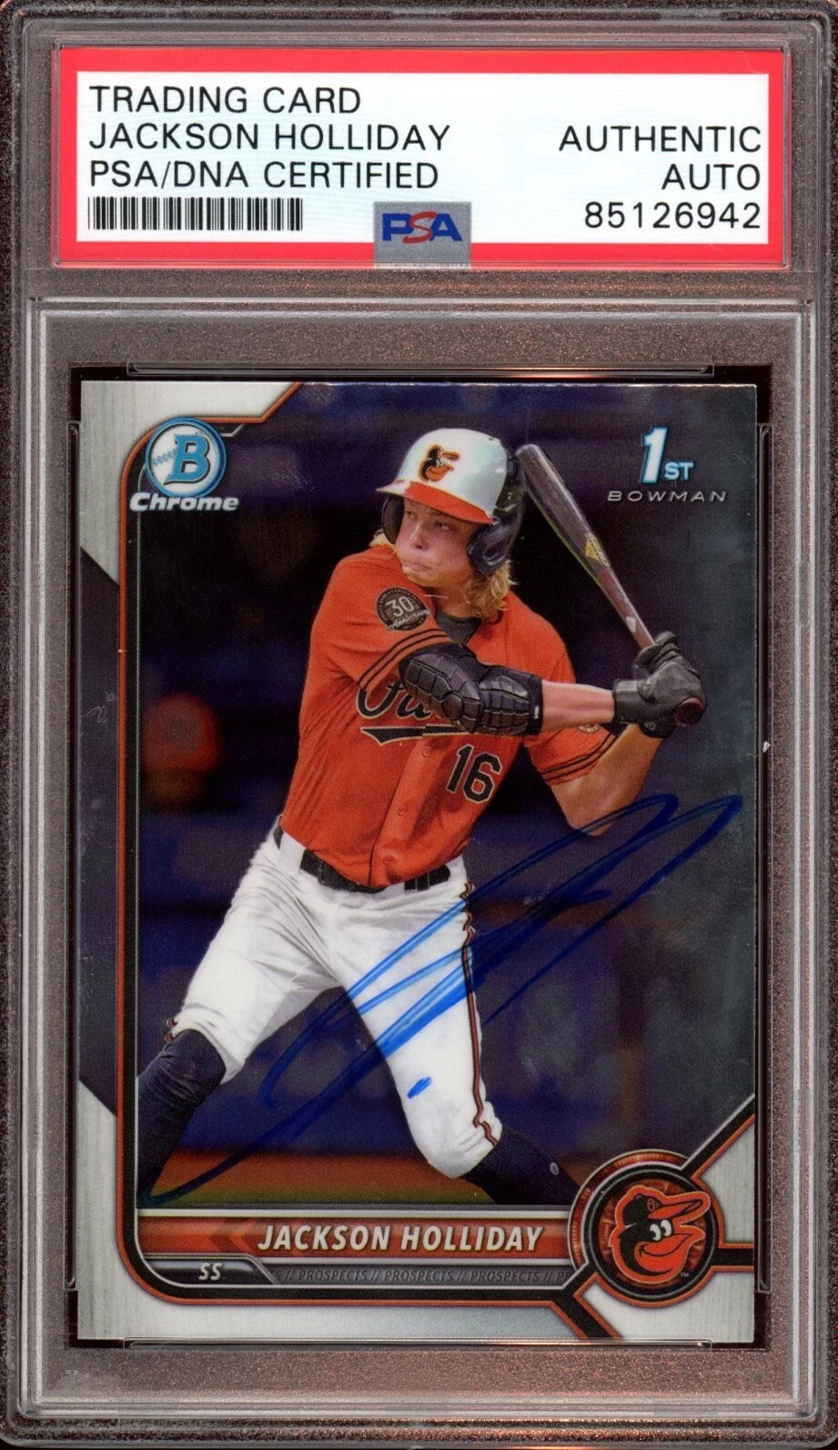 2022 Bowman Chrome Draft #BDC168 Jackson Holliday Chrome Auto Psa/Dna