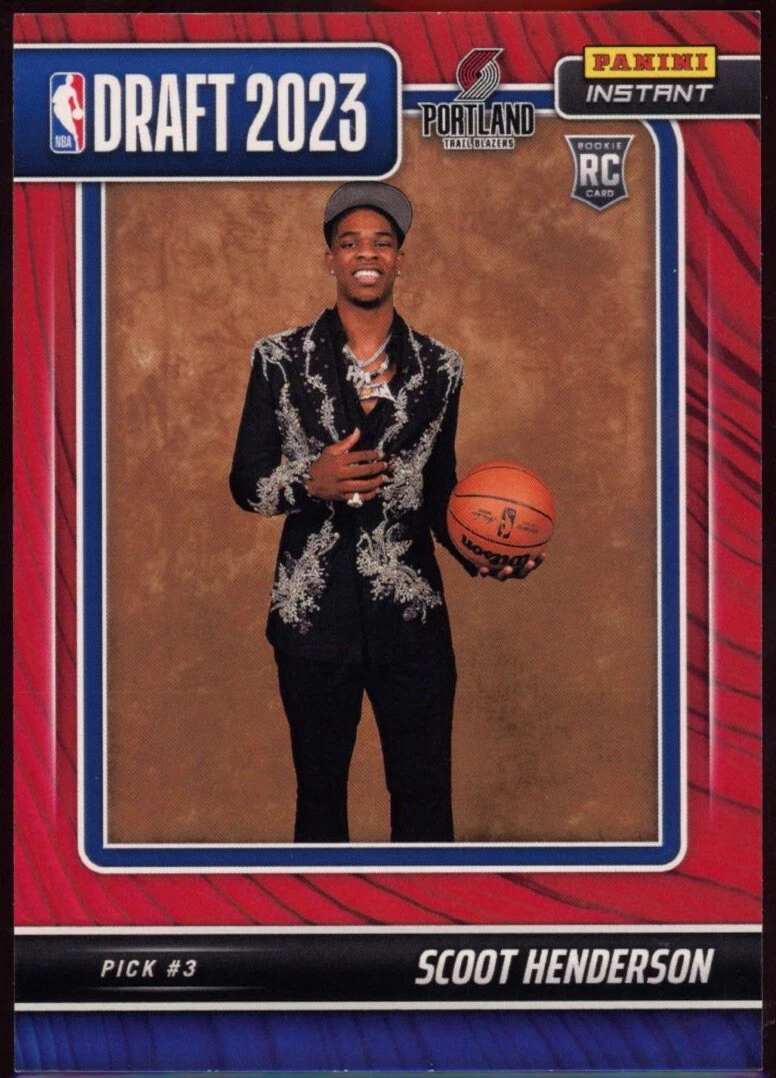 2023 Panini Instant #DN3 Scoot Henderson Draft Night Rookie Card Red #10/25 RC