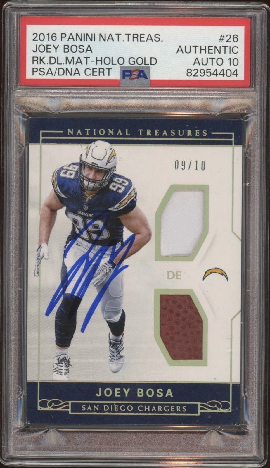 2016 Panini National Treasures Joey Bosa Rookie Gold RPA /10 Psa GEM MT 10 AUTO