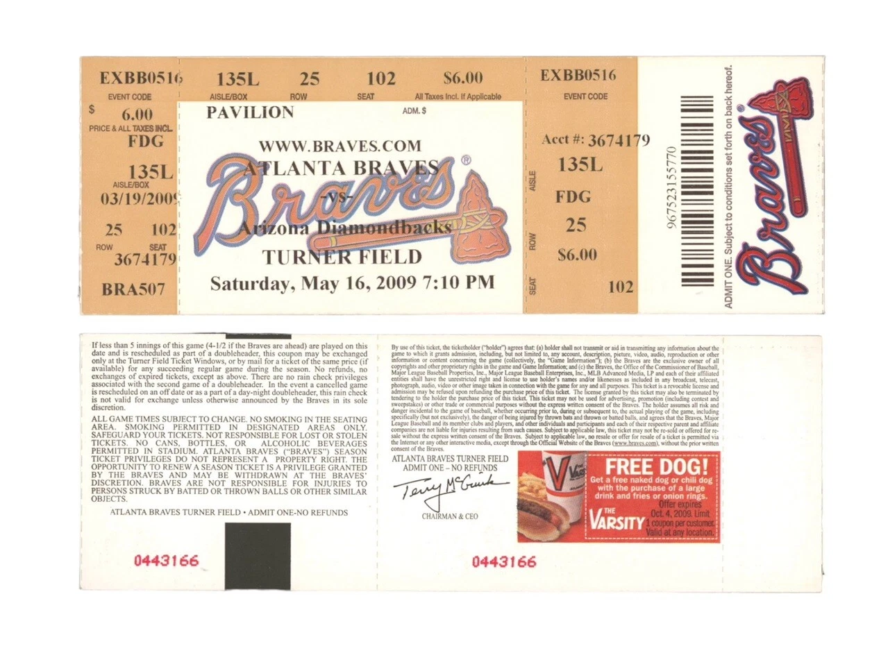 Max Scherzer 1st First Career MLB Win Ticket Stub 5/16/2009 Arizona Diamondbacks