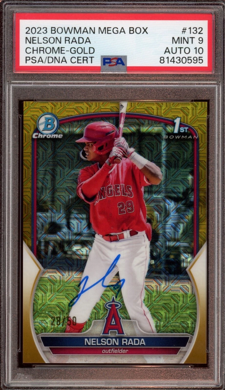 2023 Bowman Chrome Nelson Rada Gold Mega Mojo Auto /50 Psa MINT 9/GEM MINT 10