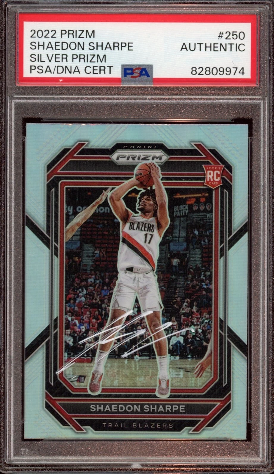 2022 Panini Prizm #250 Shaedon Sharpe Silver Prizm Rookie Card Auto Psa/Dna Dual