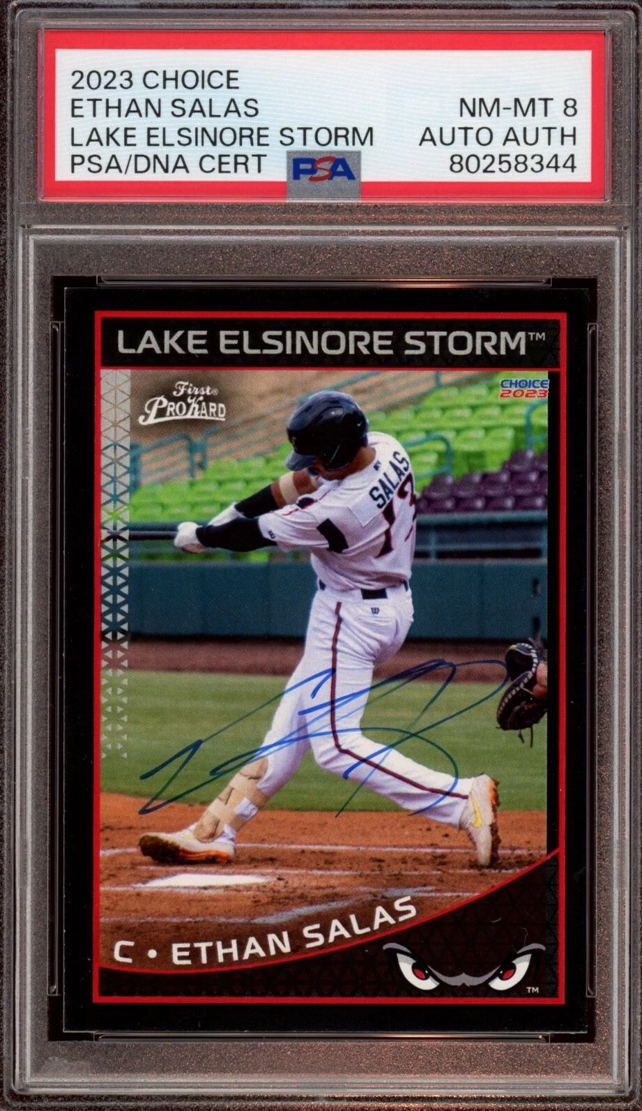 Ethan Salas Signed 2023 Choice 1st Pro Rookie Card Auto /500 Psa 8 Dual Padres