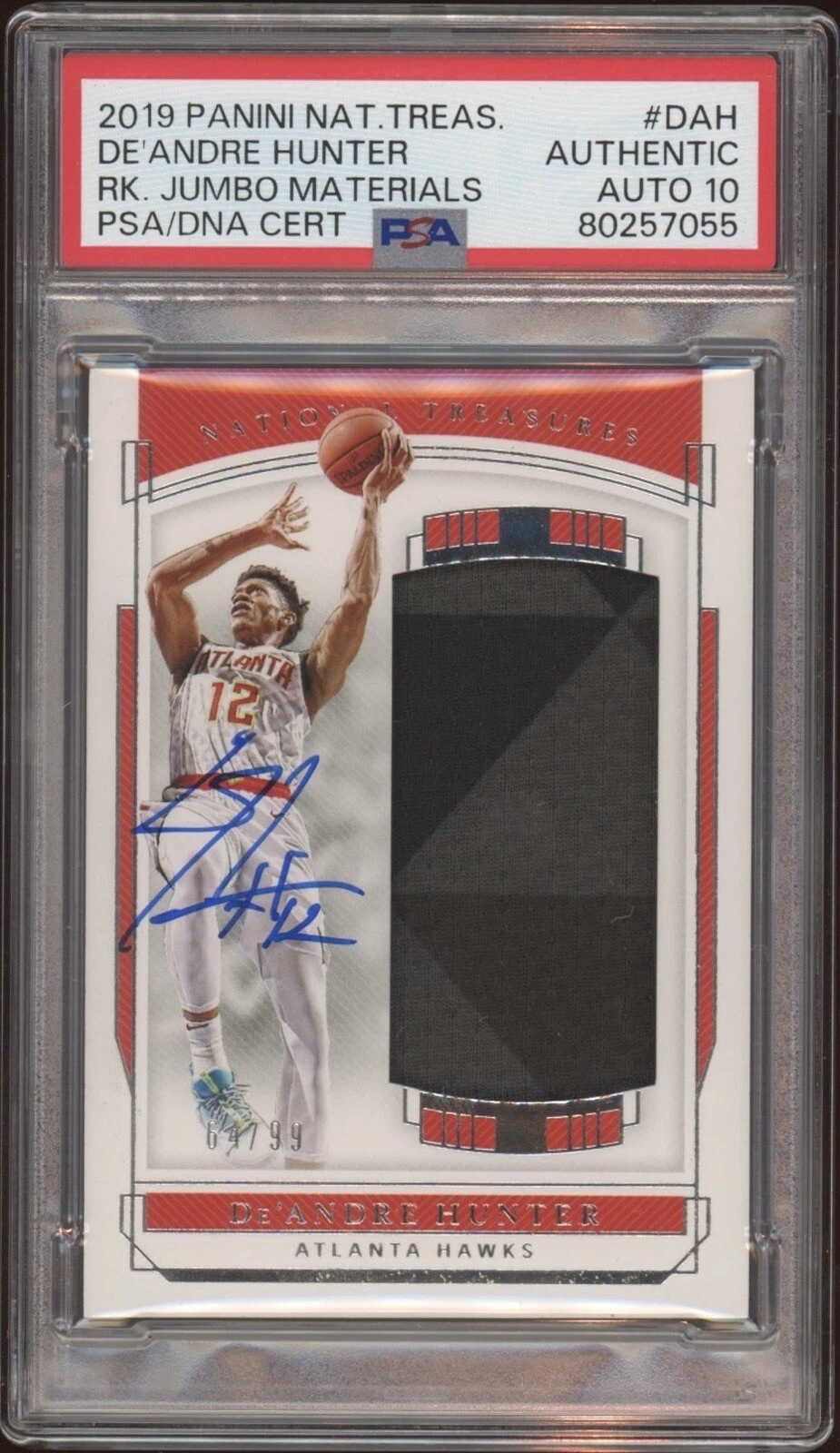 2019 Panini National Treasures De'Andre Hunter Rookie RPA /99 Psa GEM MT 10 AUTO