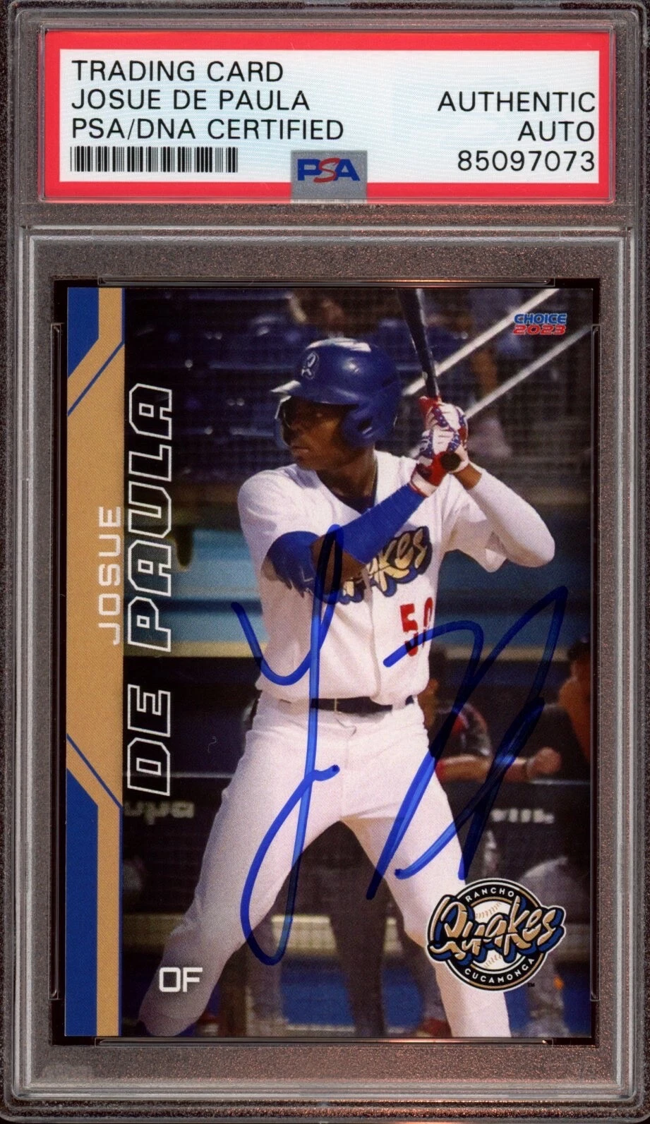 2023 Choice Rancho Cucamonga Quakes #10 Josue De Paula Team Card Auto Psa/Dna