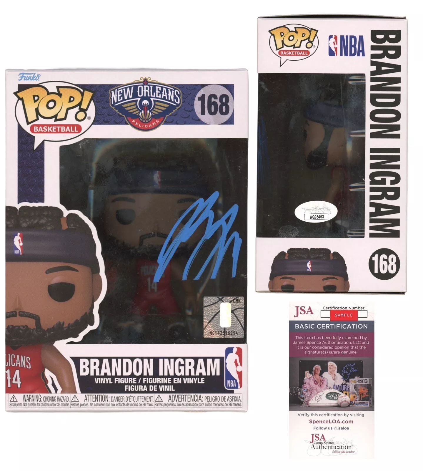 Brandon Ingram Signed NBA Funko Pop Auto #168 Jsa Coa New Orleans Pelicans