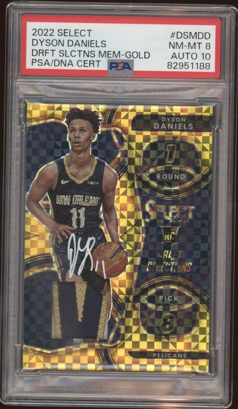 2022 Select #DSMDD Dyson Daniels Rookie Draft Gold RPA Auto /10 Psa 8/GEM MT 10