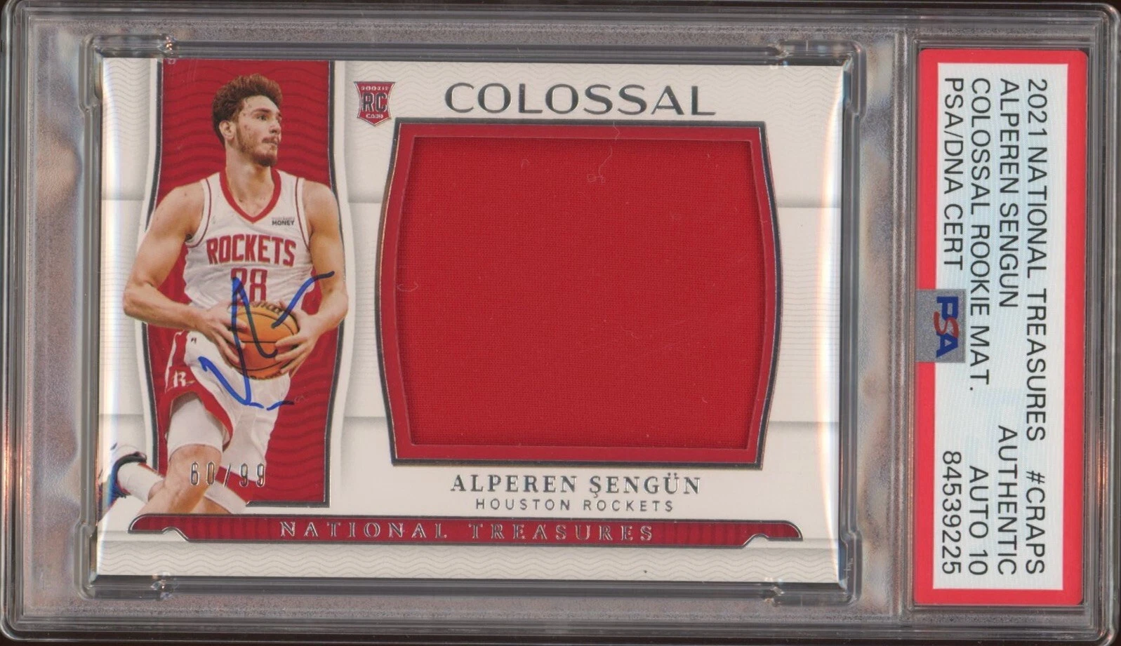 2021 National Treasures Alperen Sengun Rookie Colossal RPA /99 Psa GEM 10 AUTO