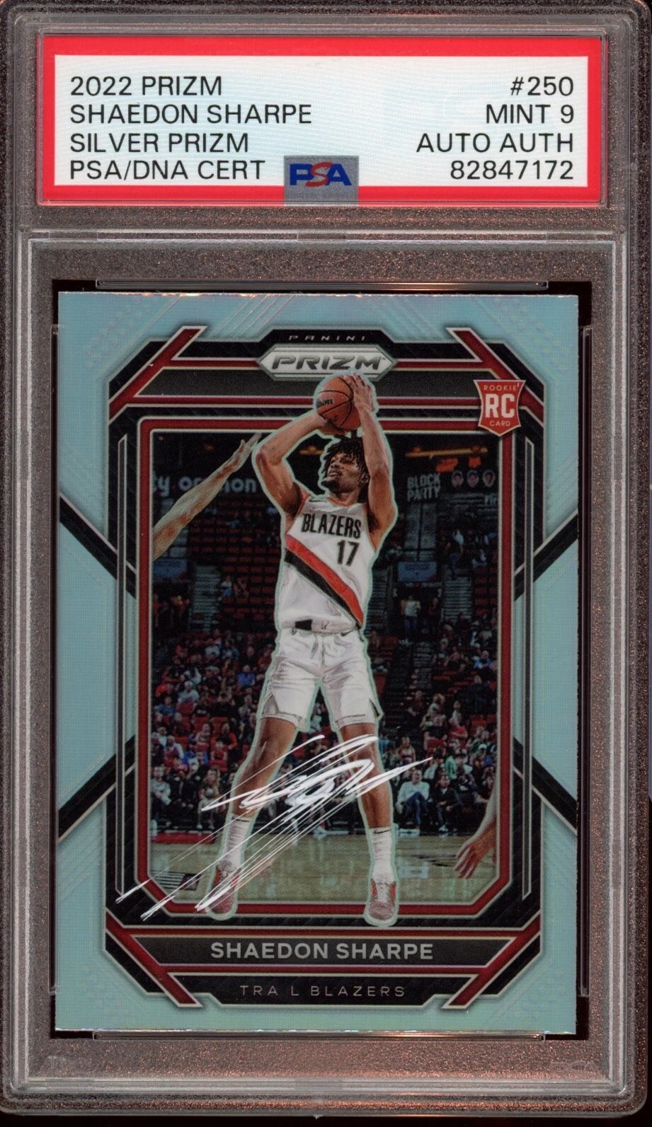 2022 Panini Prizm #250 Shaedon Sharpe Silver Rookie Card Auto Psa MINT 9 RC