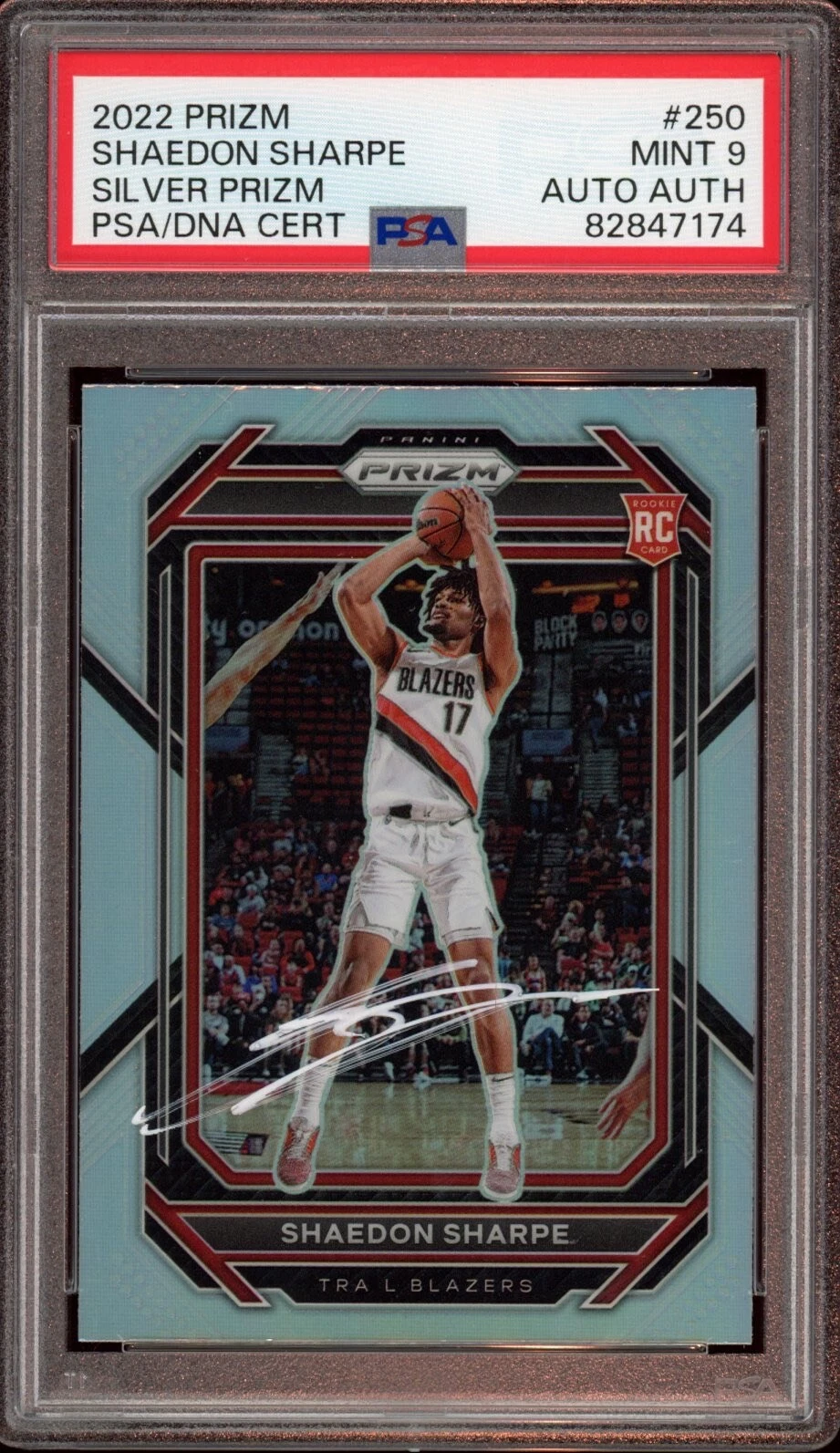 2022 Panini Prizm #250 Shaedon Sharpe Silver Rookie Card Auto Psa MINT 9 RC