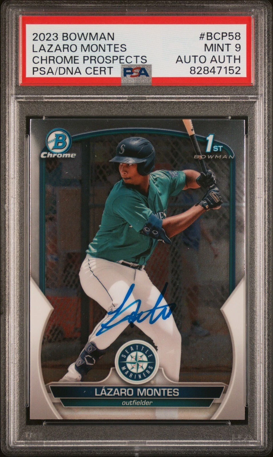 2023 Bowman Chrome Prospects #BCP58 Lazaro Montes Chrome Auto Psa MINT 9