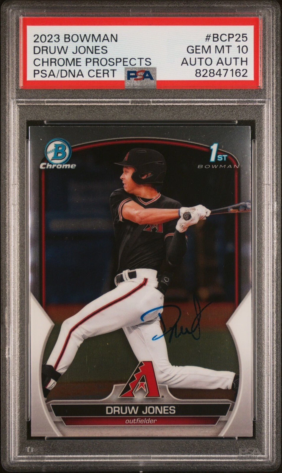 2023 Bowman Chrome Prospects #BCP25 Druw Jones Chrome Auto Psa GEM MINT 10