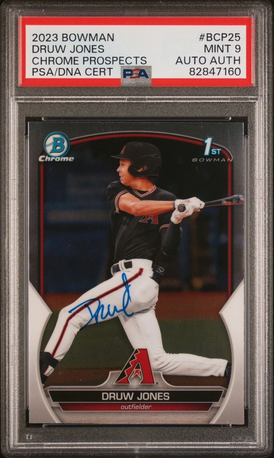 2023 Bowman Chrome Prospects #BCP25 Druw Jones Chrome Auto Psa MINT 9