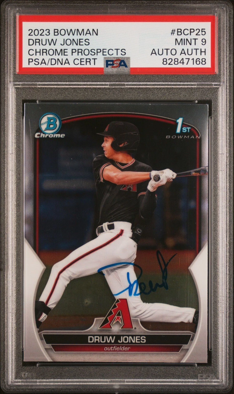 2023 Bowman Chrome Prospects #BCP25 Druw Jones Chrome Auto Psa MINT 9