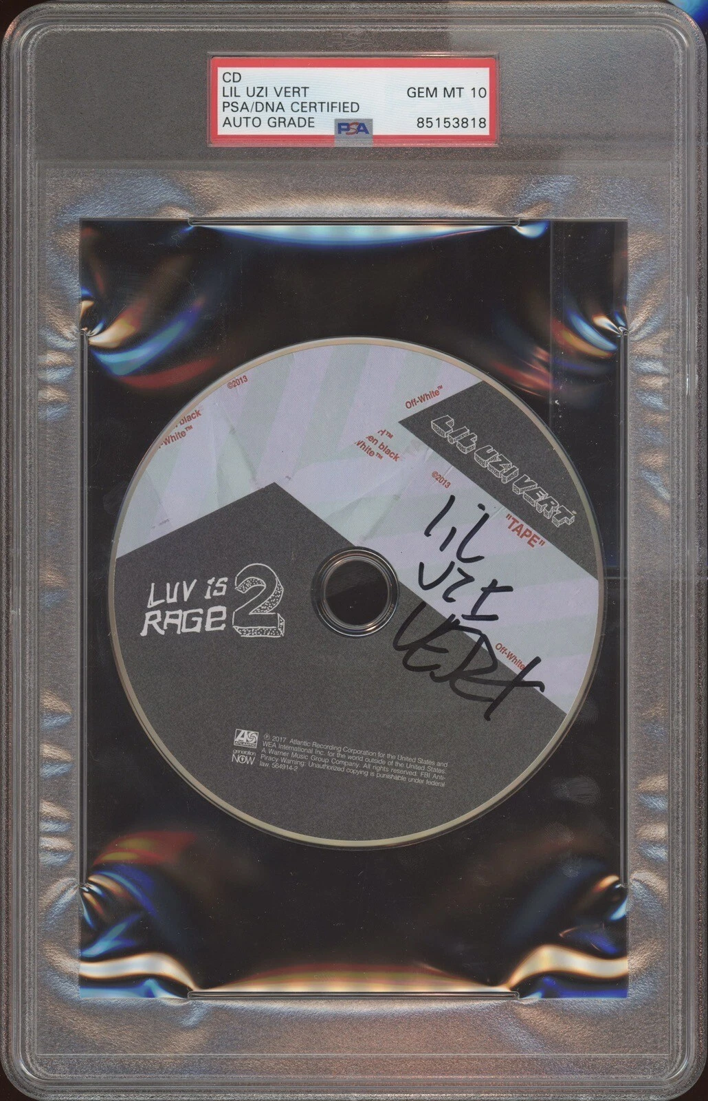 Lil Uzi Vert Signed CD Luv Is Rage 2 Psa/Dna Encapsulated GEM MINT 10 AUTO
