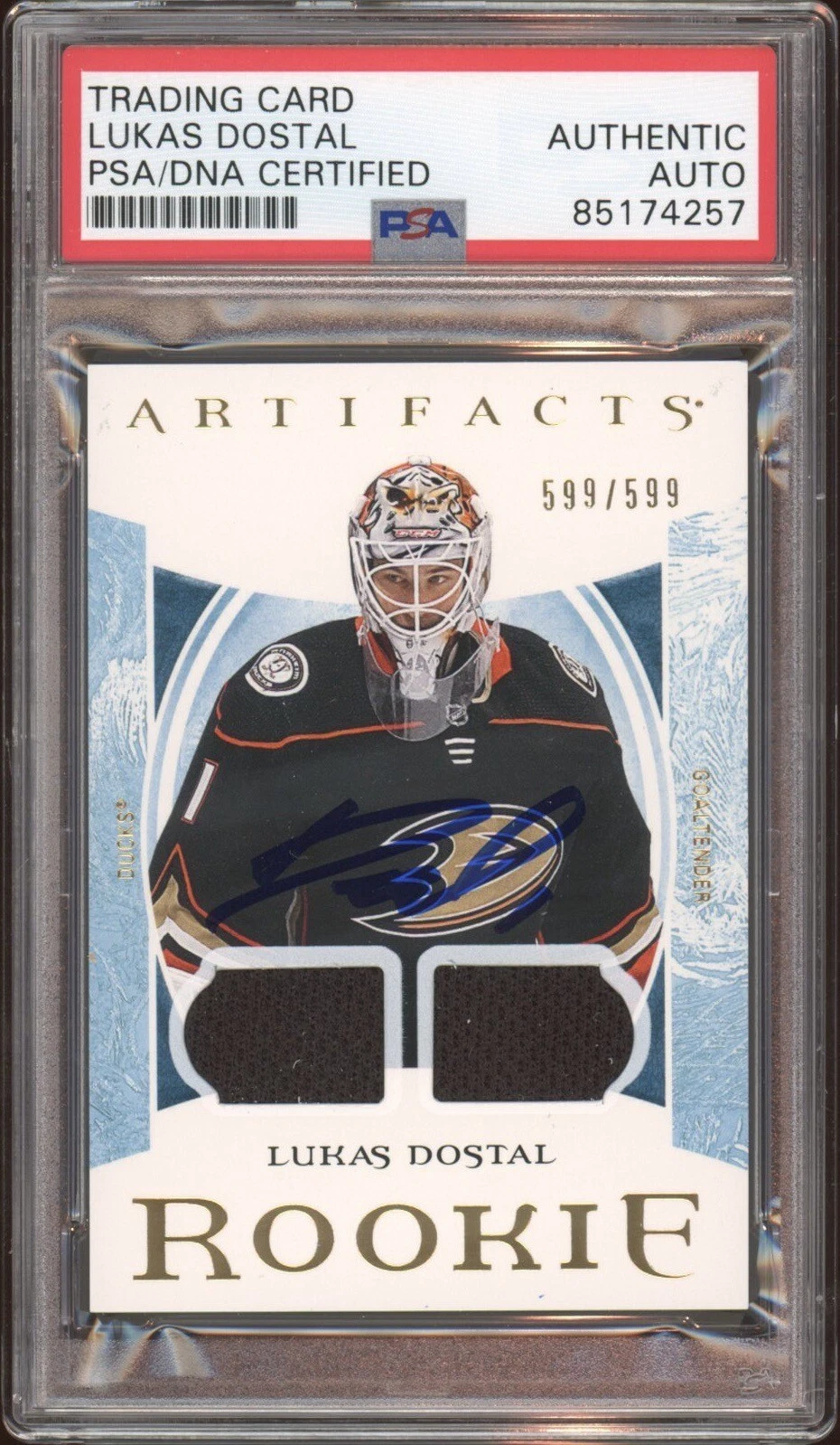 2022 Upper Deck Artifacts #174 Lukas Dostal Rookie Relic RPA /599 Auto Psa/Dna