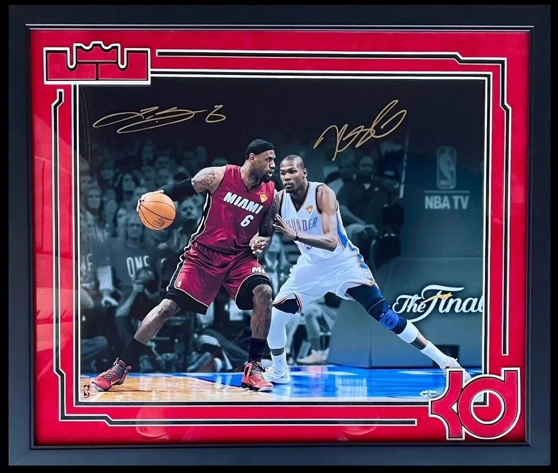 LeBron James + Kevin Durant Signed 16x20 Framed Photo Auto UDA & Psa/Dna LOA