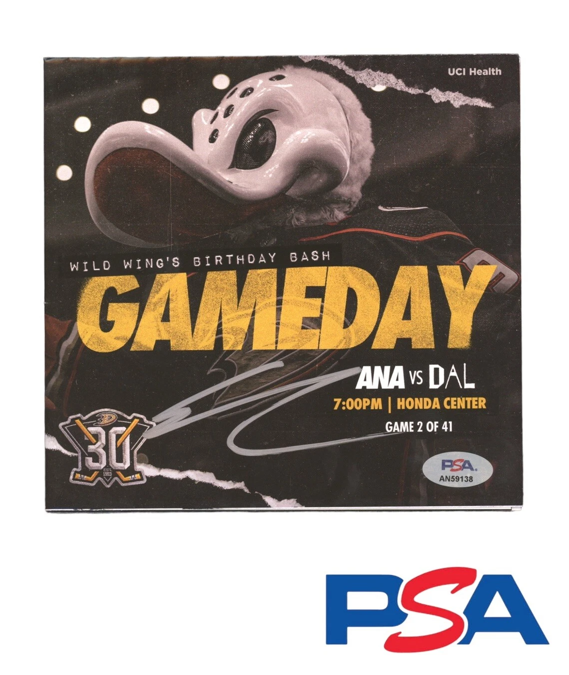 Leo Carlsson Signed NHL Debut 10/19/23 Program Psa/Dna Coa Auto Anaheim Ducks