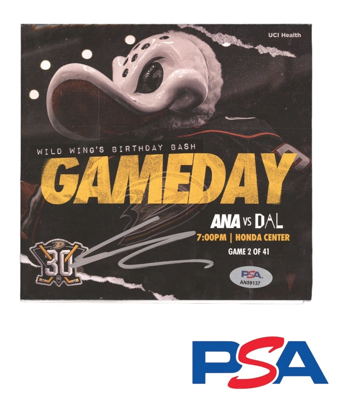 Leo Carlsson Signed NHL Debut 10/19/23 Program Psa/Dna Coa Auto Anaheim Ducks