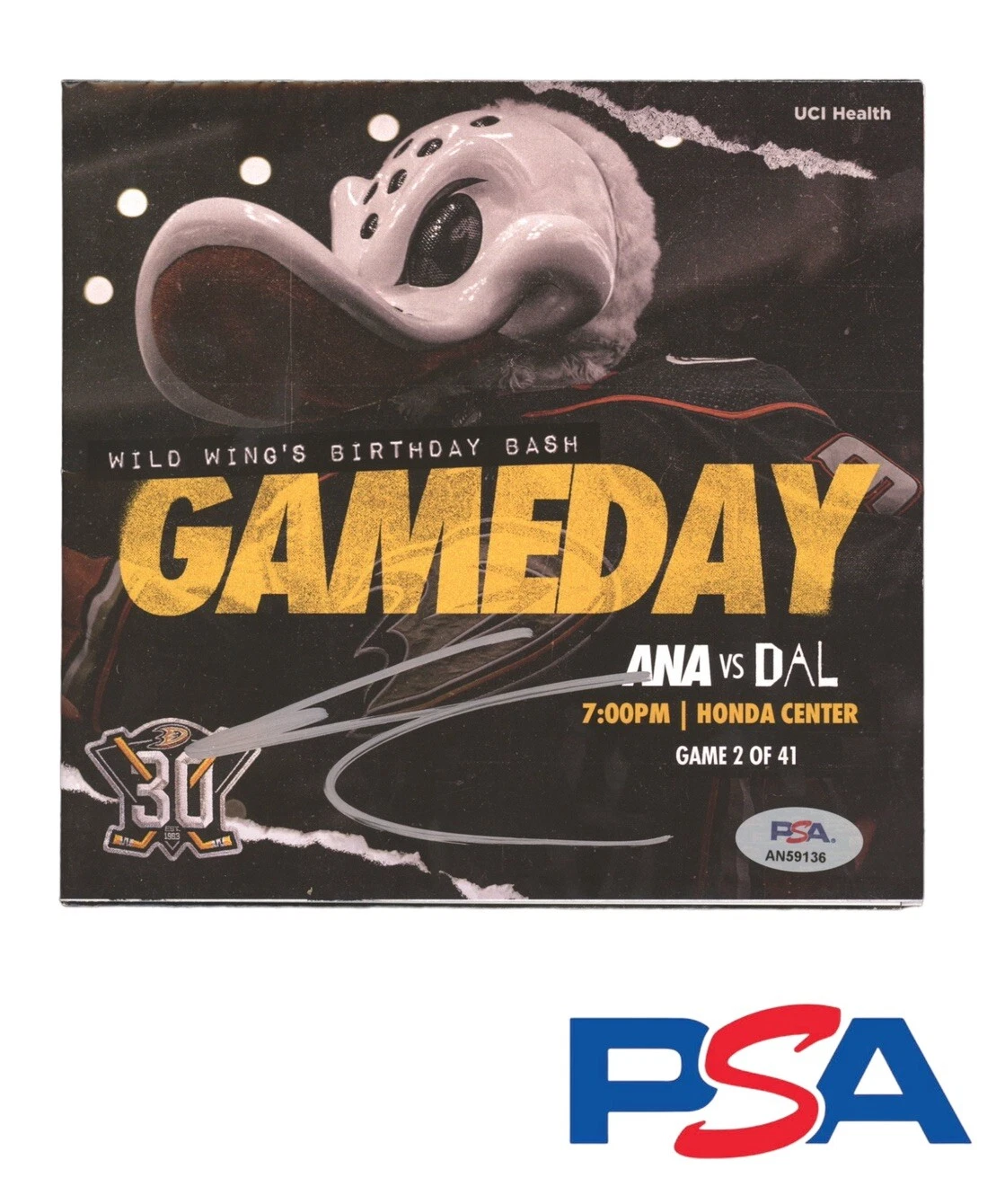 Leo Carlsson Signed NHL Debut 10/19/23 Program Psa/Dna Coa Auto Anaheim Ducks