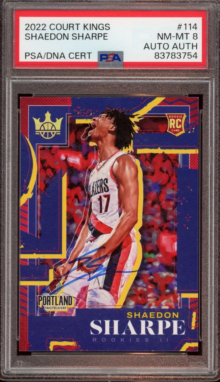 2022 Panini Court Kings #114 Shaedon Sharpe Level II Rookie Auto Psa NM-MT 8 RC