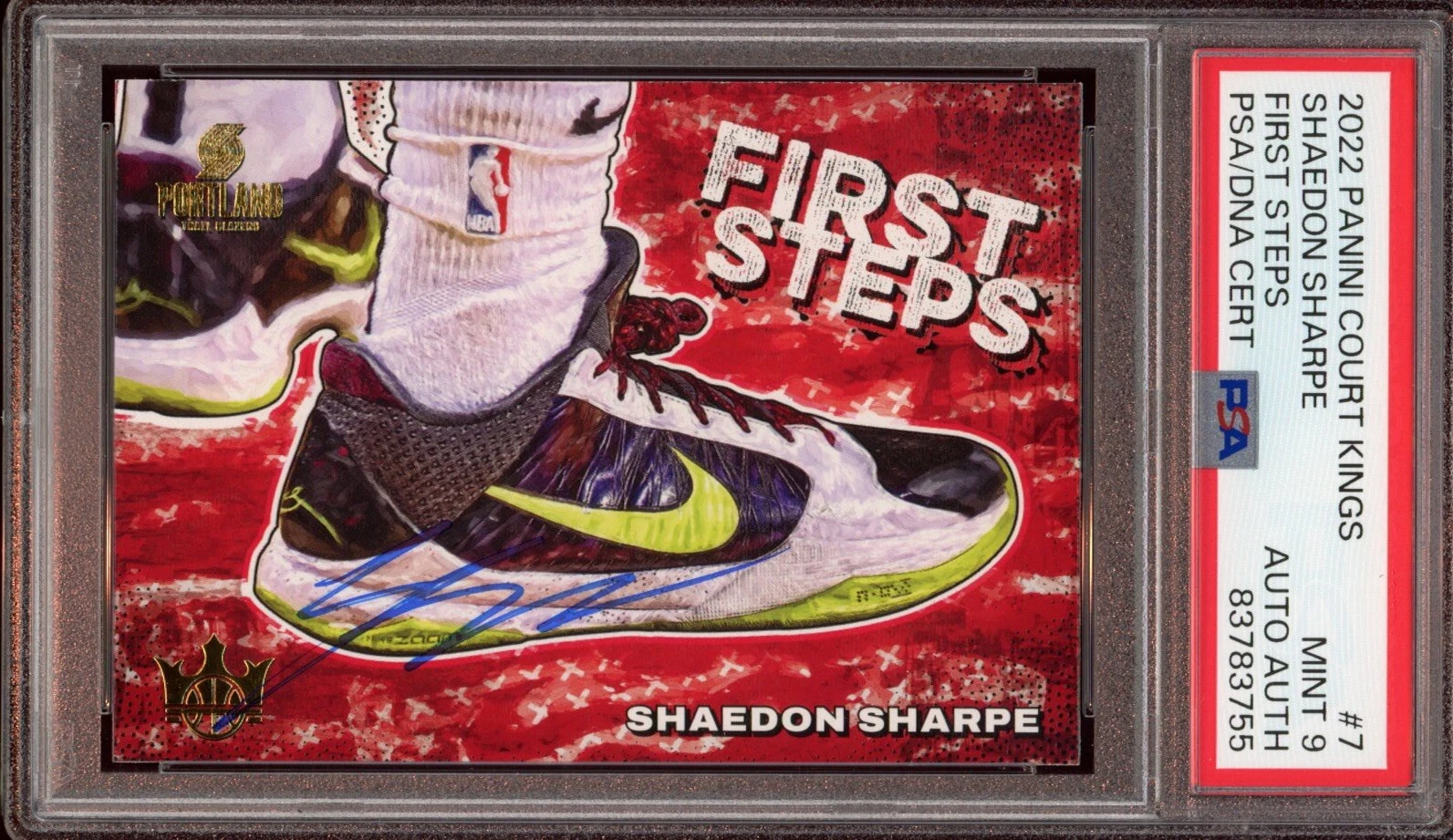 2022 Panini Court Kings #7 Shaedon Sharpe First Steps Rookie Auto Psa MINT 9 RC