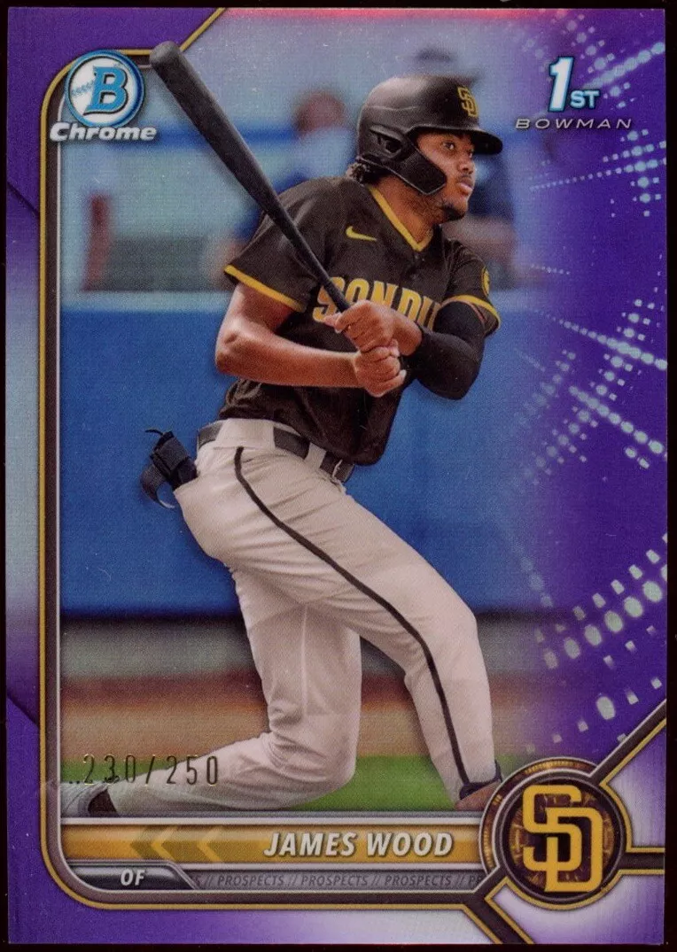 2022 Bowman Chrome Prospects #BCP-108 James Wood Purple Refractor /250