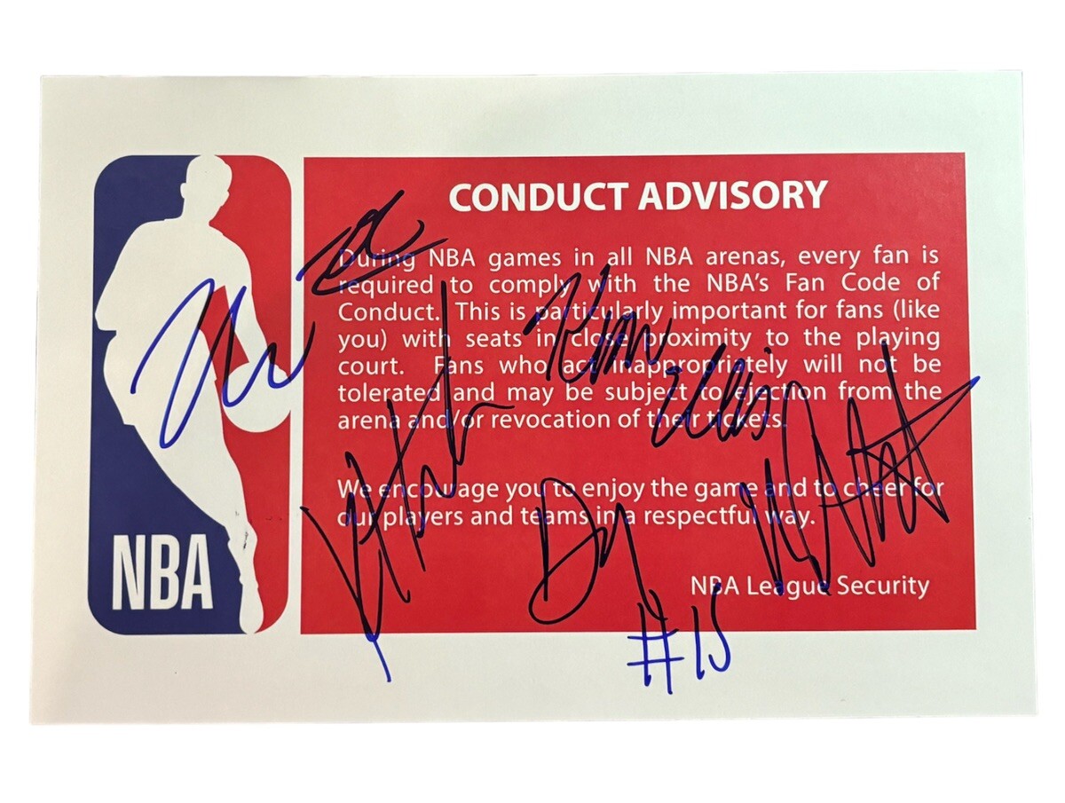 Malik Monk/Huerter/Mitchell/McGee/Ellis Signed NBA Logo Card Sacramento Kings