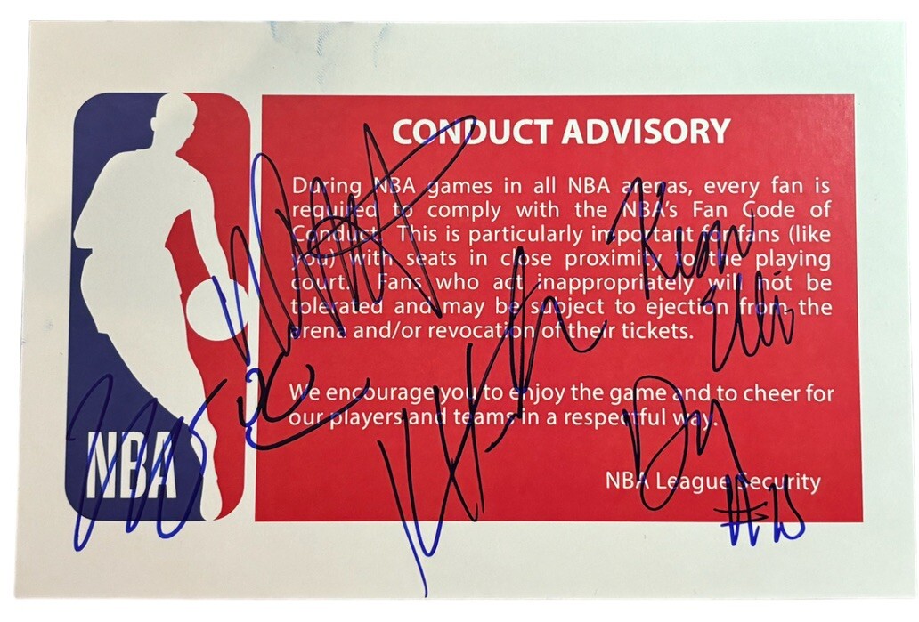 Malik Monk/Huerter/Mitchell/McGee/Ellis Signed NBA Logo Card Sacramento Kings