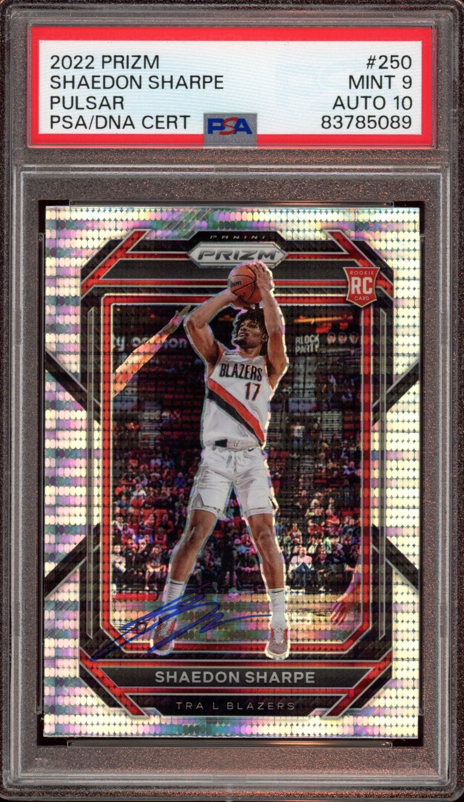 2022 Panini Prizm #250 Shaedon Sharpe Pulsar Rookie Card Auto Psa MINT 9/GEM 10