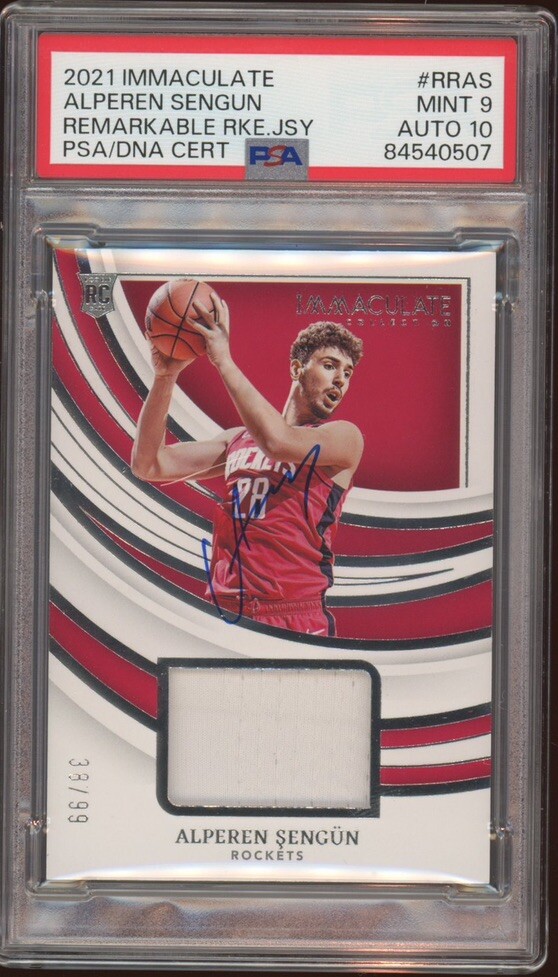 2021 Panini Immaculate Alperen Sengun Rookie Remarkable Auto /99 Psa MINT 9/10