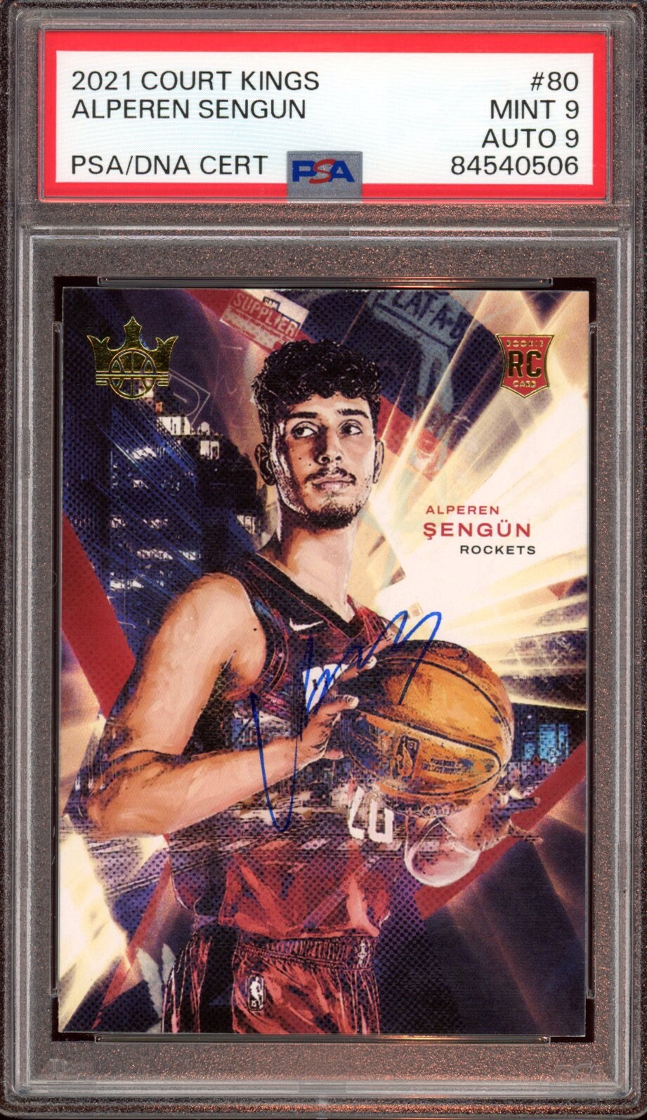 2021 Panini Court Kings #80 Alperen Sengun Level I Rookie Card Auto Psa MINT 9/9