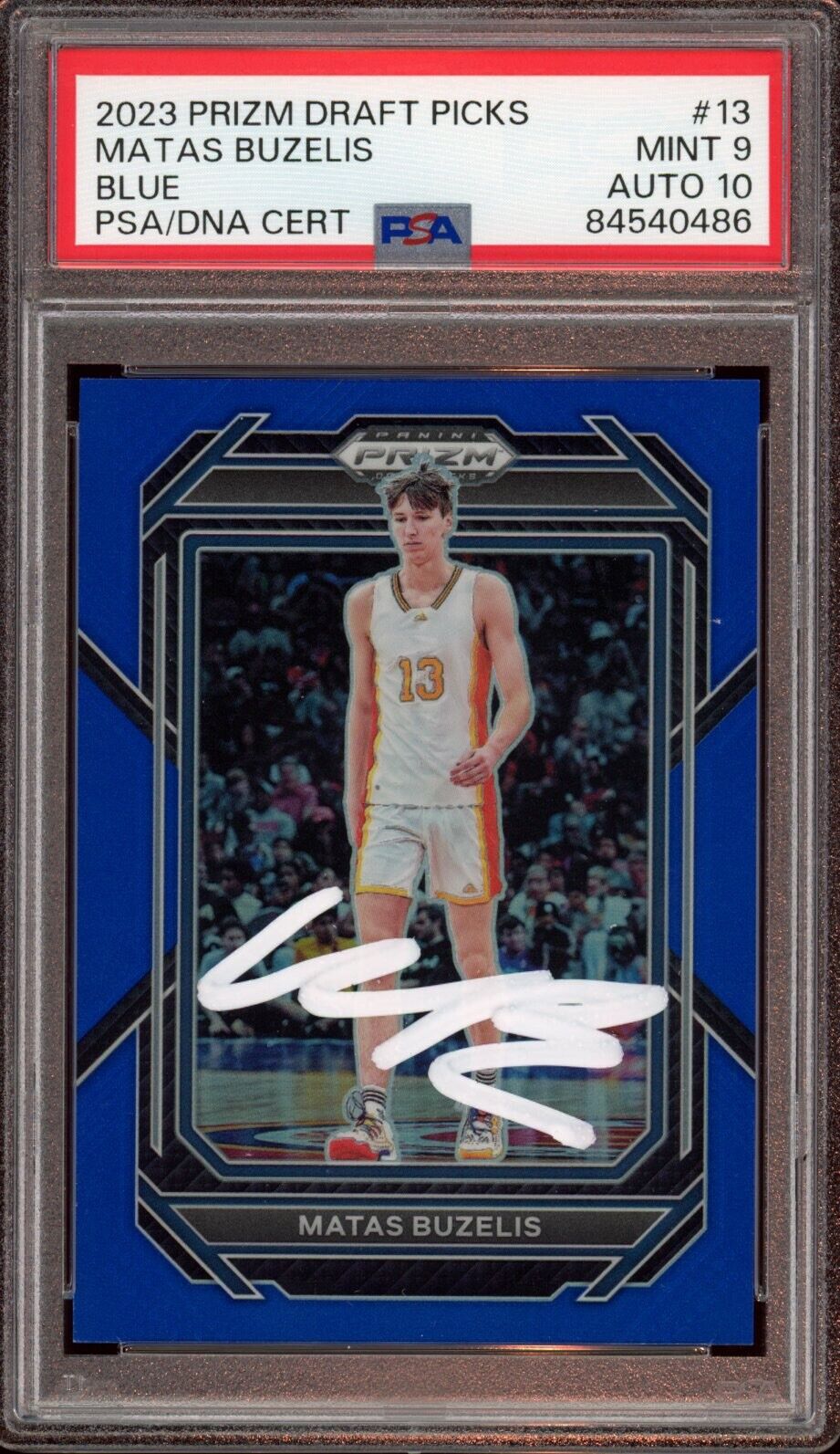 2023 Prizm Draft Picks #13 Matas Buzelis Blue Prizm Auto /199 Psa MINT 9/10