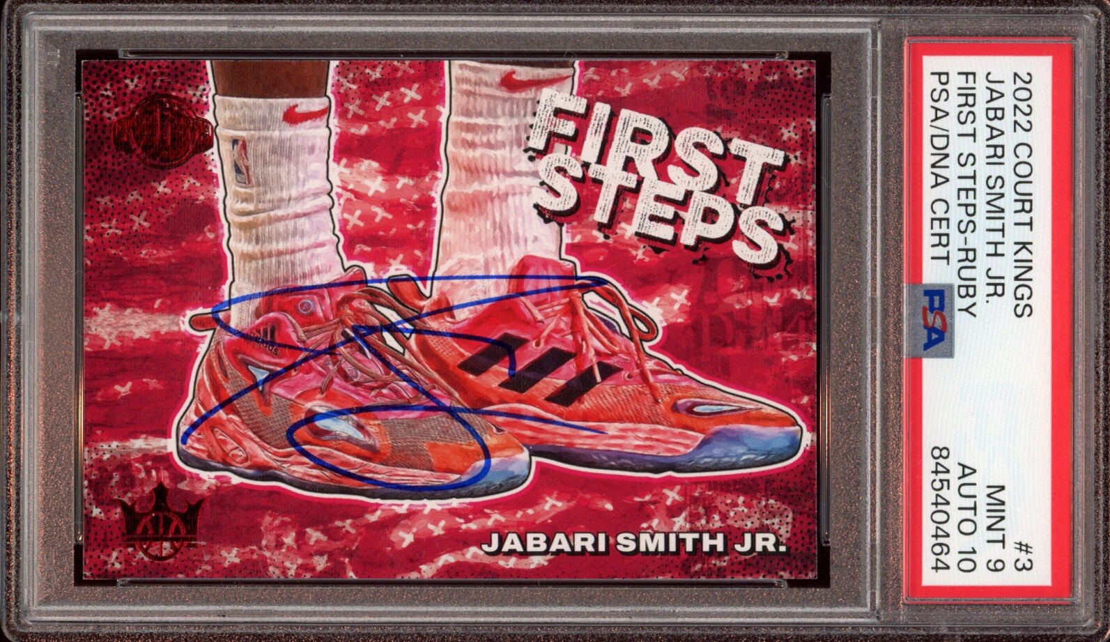 2022 Court Kings Jabari Smith Jr First Steps Ruby Rookie Auto /149 Psa MINT 9/10