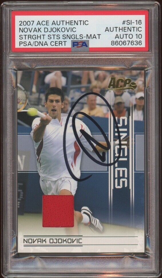2007 Ace Authentic Novak Djokovic Straight Sets Material Psa GEM MINT 10 AUTO RC