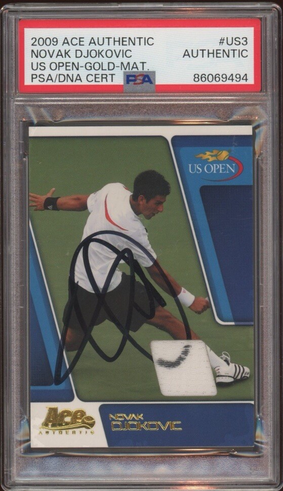 2009 Ace Authentic Novak Djokovic US Open Gold Materials Auto /25 Psa/Dna Dual