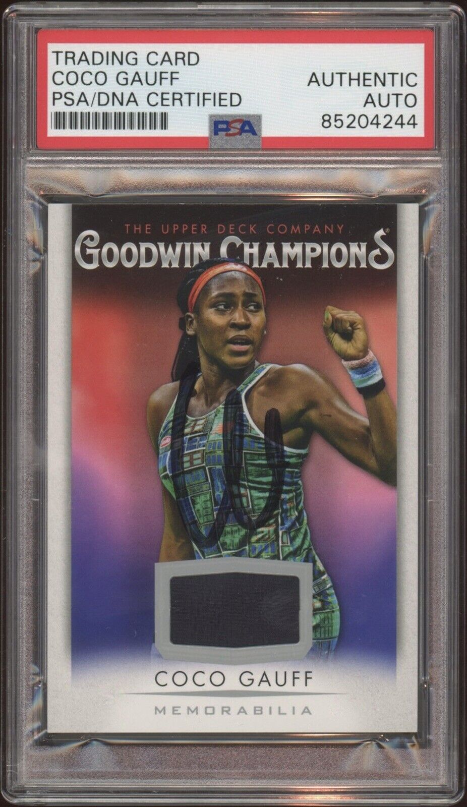 Coco Gauff Signed 2021 UD Goodwin Champions Memorabilia Rookie Auto Psa/Dna RC