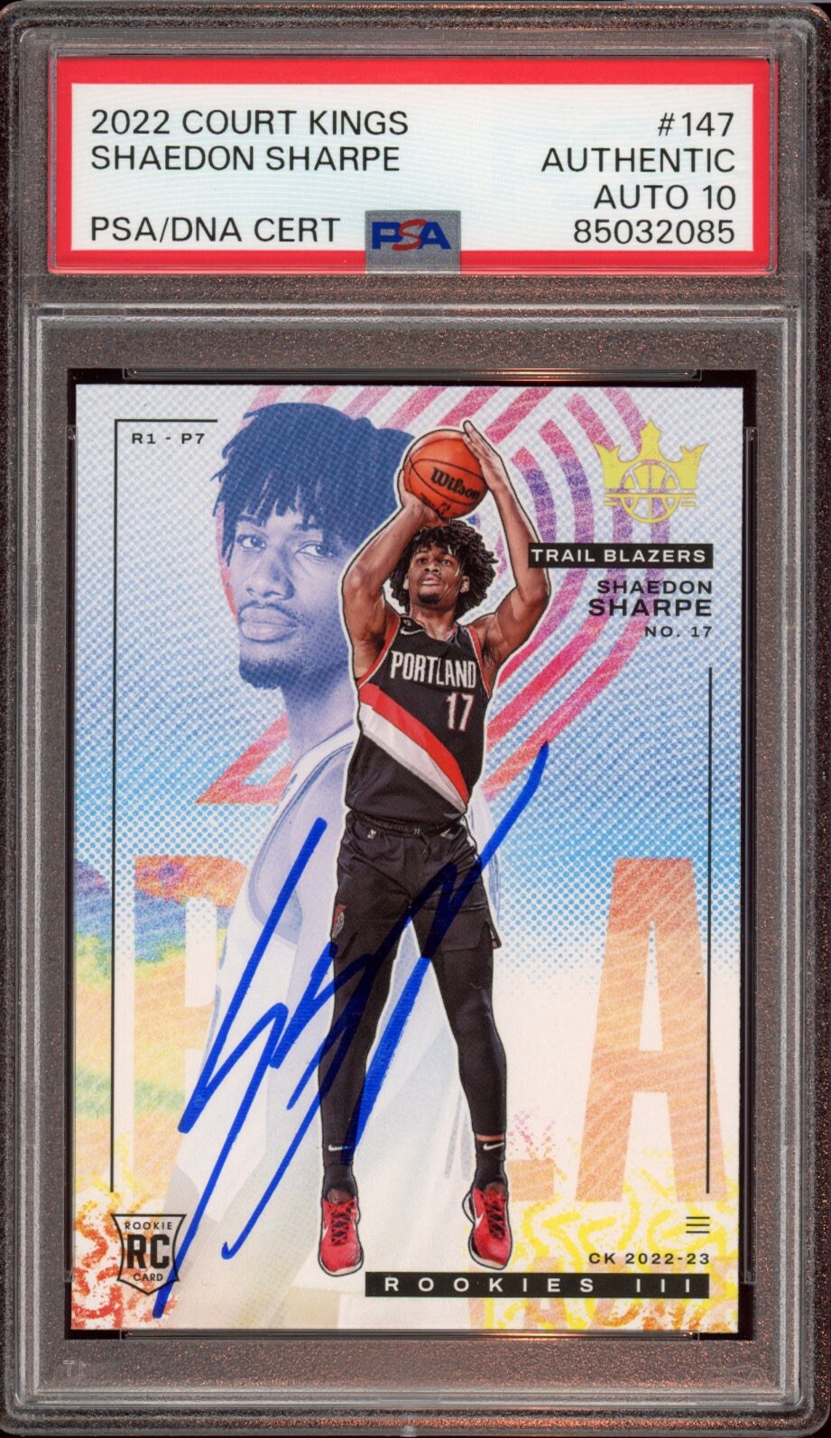 2022 Panini Court Kings #147 Shaedon Sharpe Level III Rookie Psa GEM MT 10 AUTO
