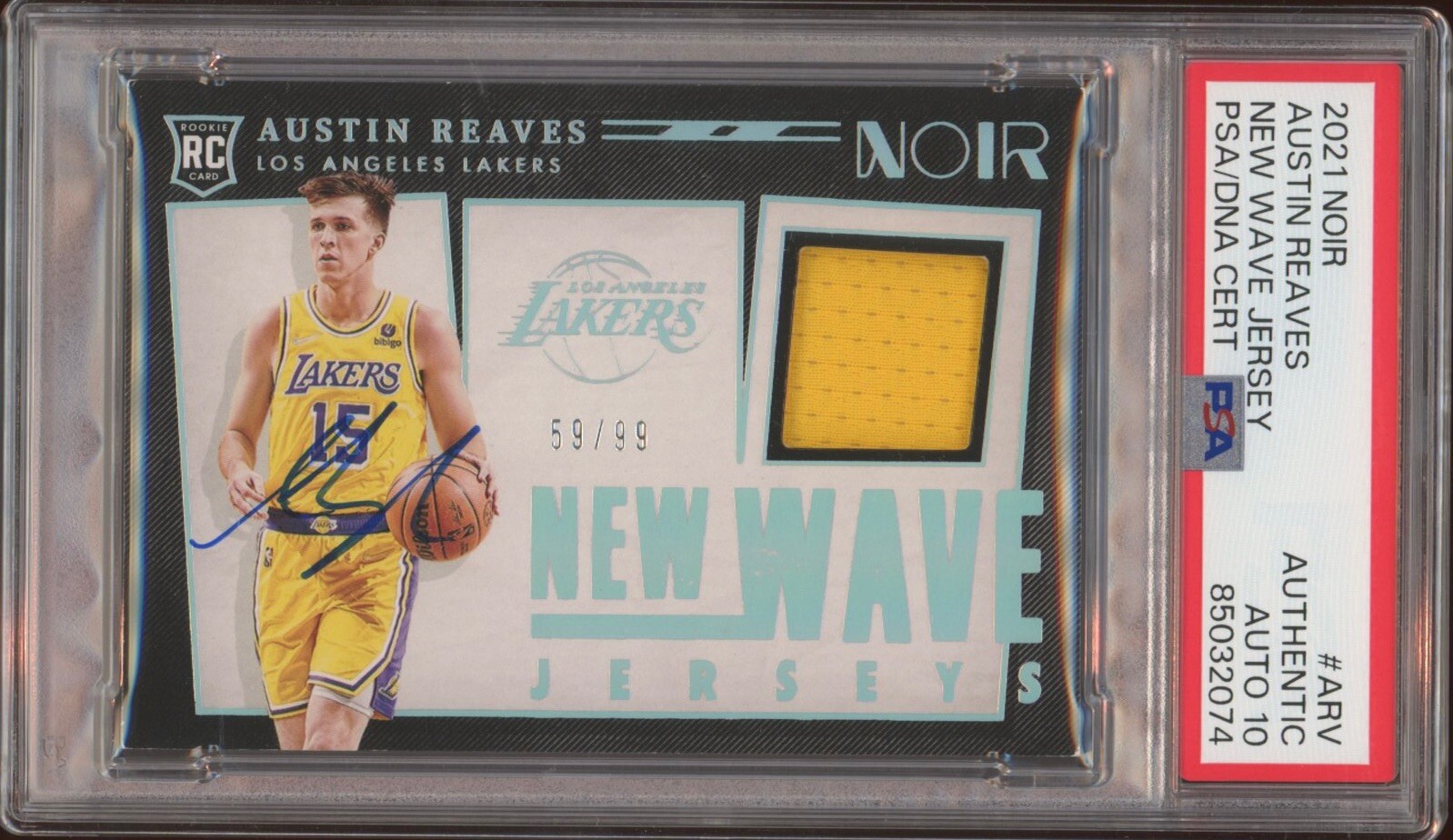 2021 Panini Noir Austin Reaves Rookie New Wave Jersey /99 Psa GEM MINT 10 AUTO