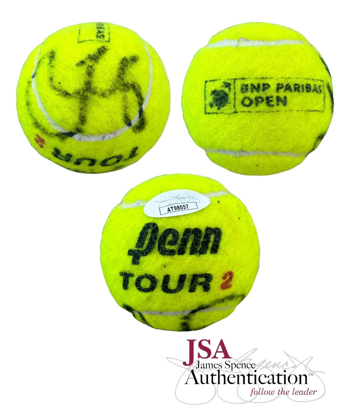 TAYLOR FRITZ SIGNED MATCH USED INDIAN WELLS TENNIS BALL + JSA COA 2022 CHAMPION COLLECTIBLE MEMORABILIA