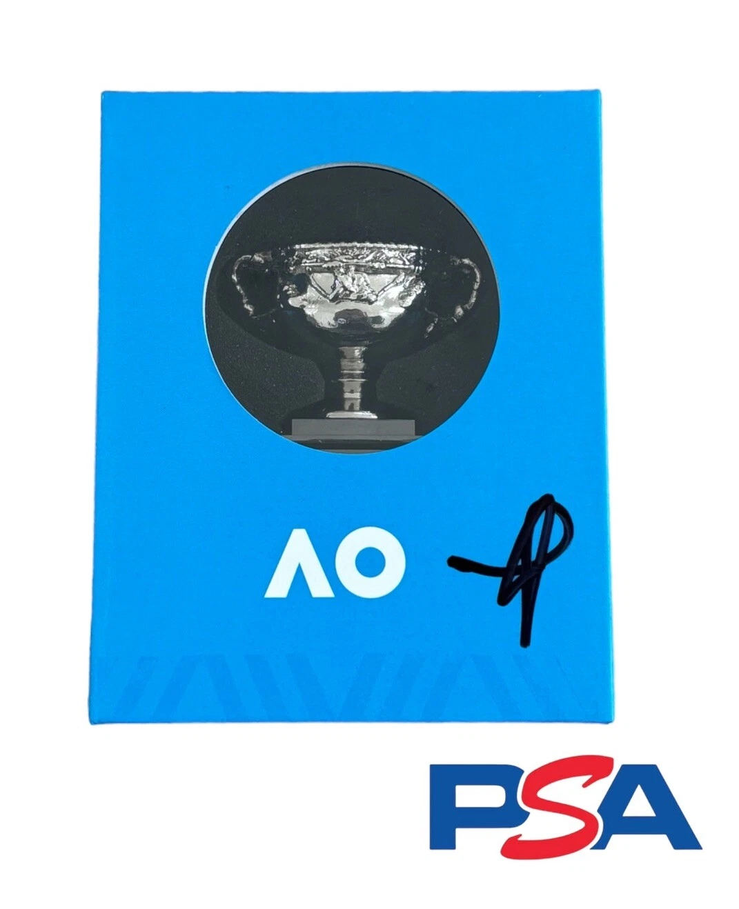 Jannik Sinner Signed Australian Open AO Mini Trophy PSA AUTO 2024 2025 Champion