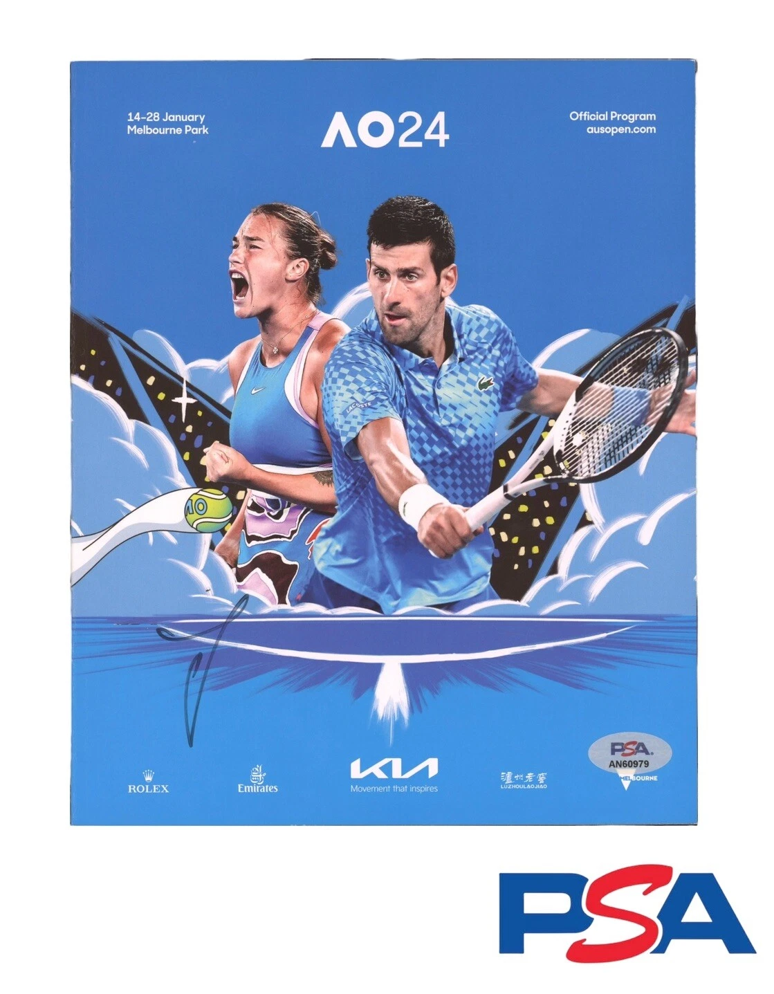 Jannik Sinner Signed 2024 Australian Open Official Program Psa/Dna Champion Auto