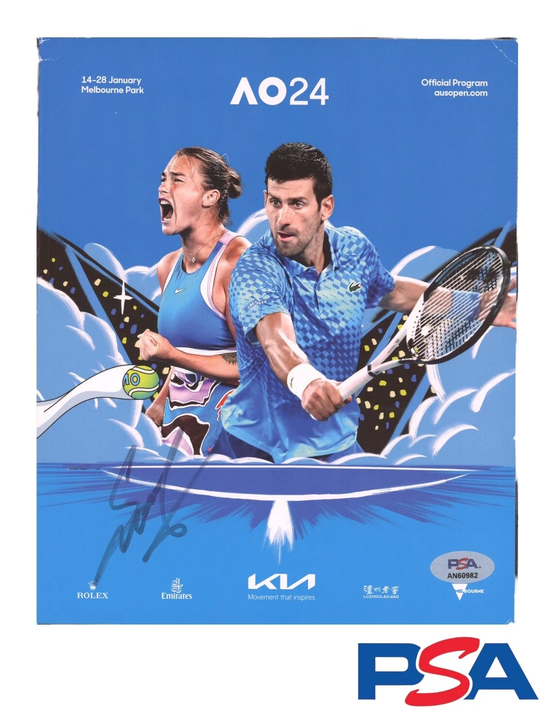 Aryna Sabalenka Signed 2024 Australian Open Official Program Psa/Dna Champion